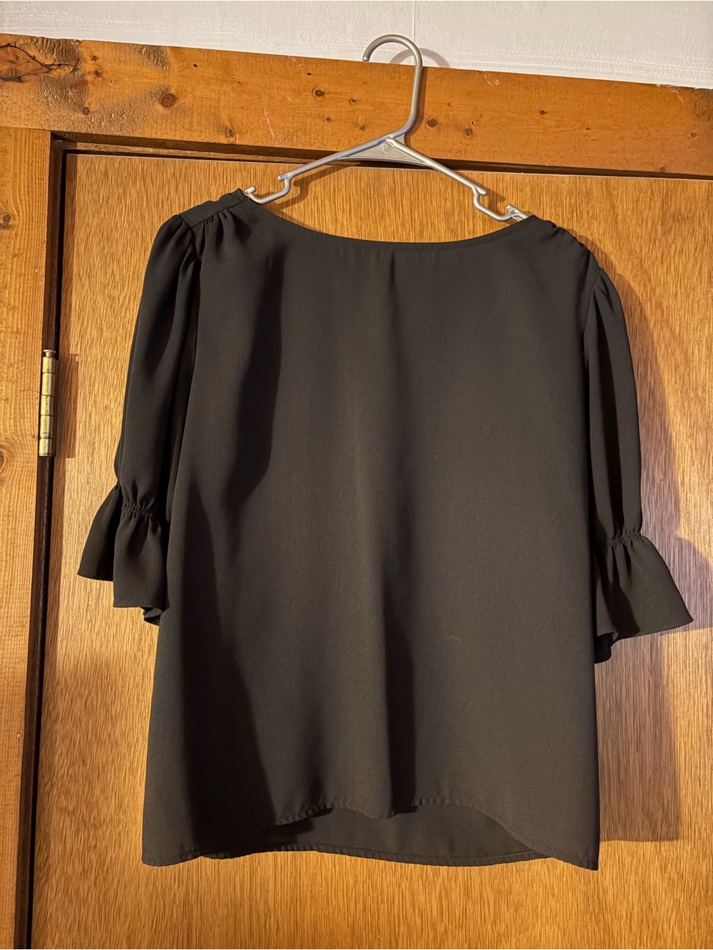 Black Ruffle Sleeve Women's Blouse
